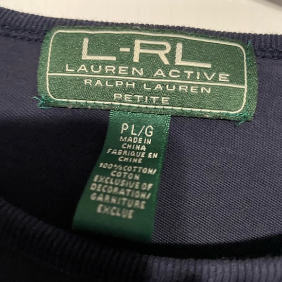 Lauren Ralph Lauren Petite Large Navy tee with rhinestones - Picture 3 of 4